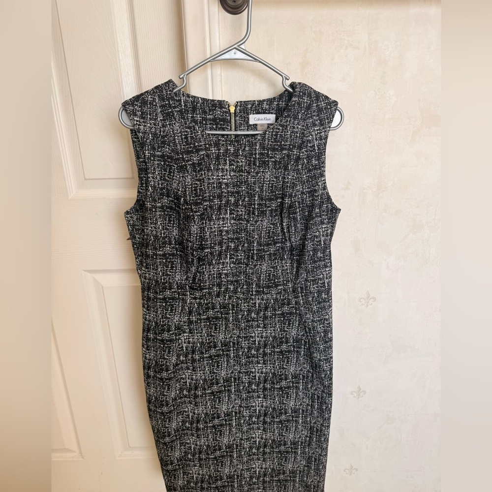 Calvin Klein Textured Black and White Midi Dress